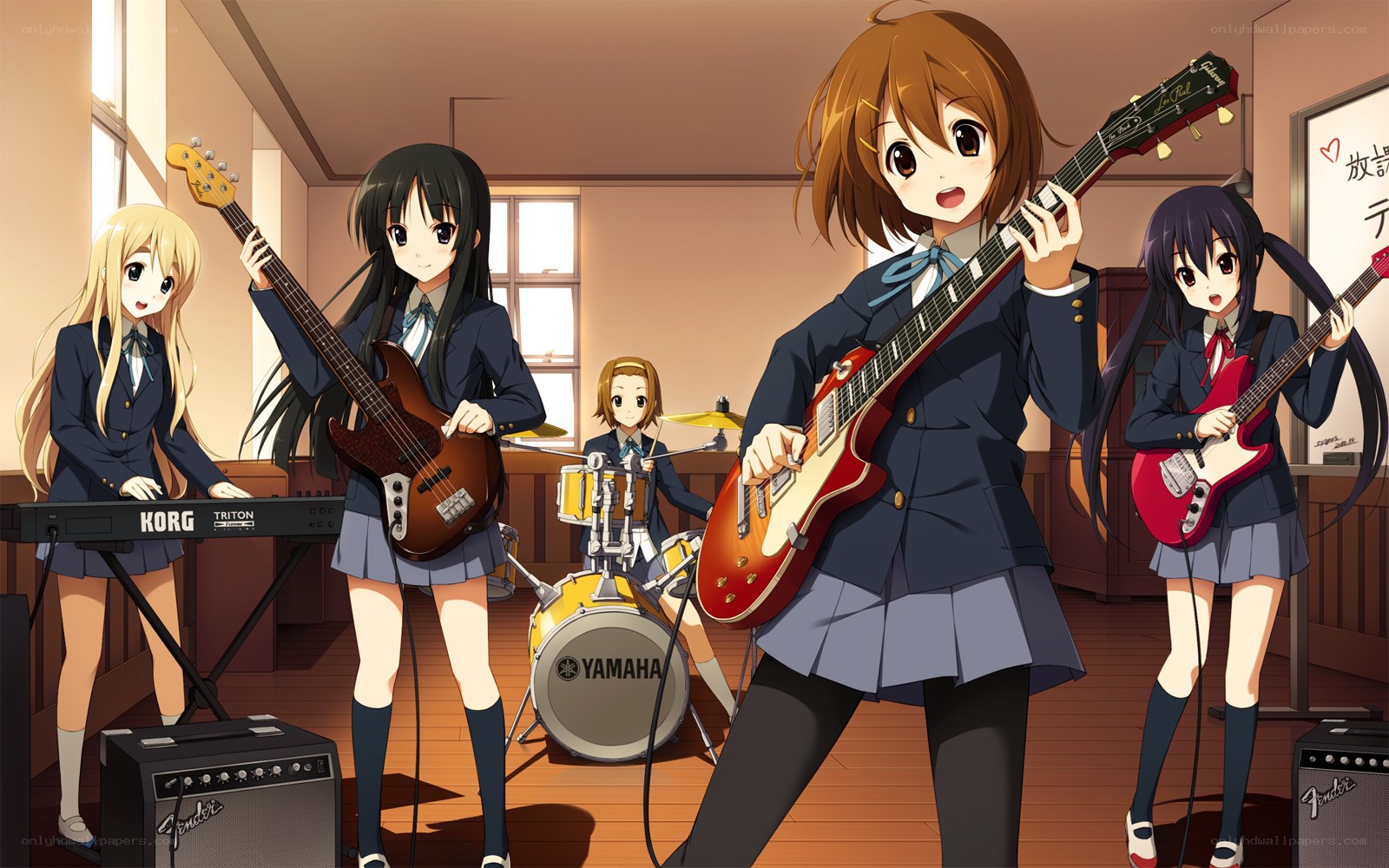 anime band in school uniform