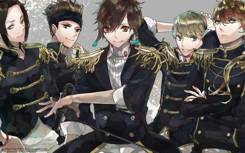 anime band members in uniform