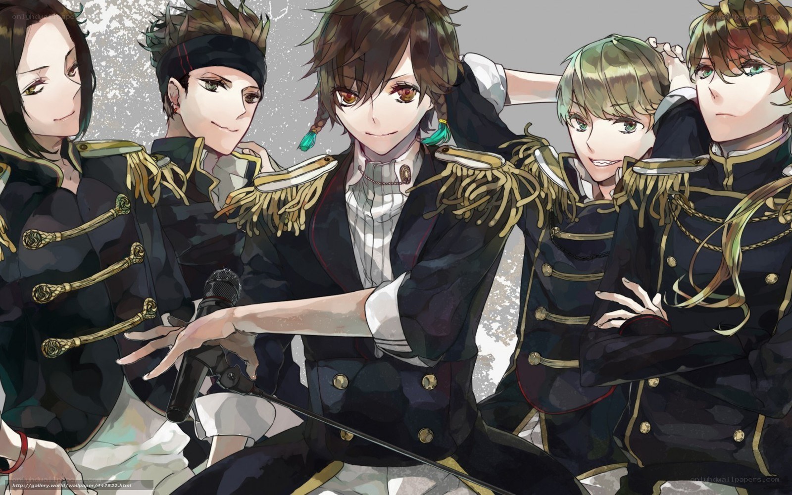 anime band members in uniform