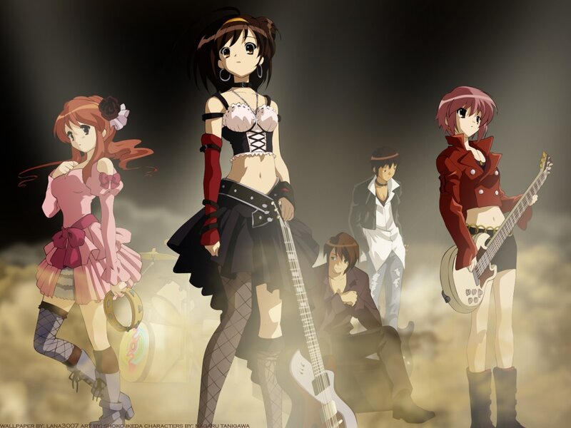 anime band members on stage