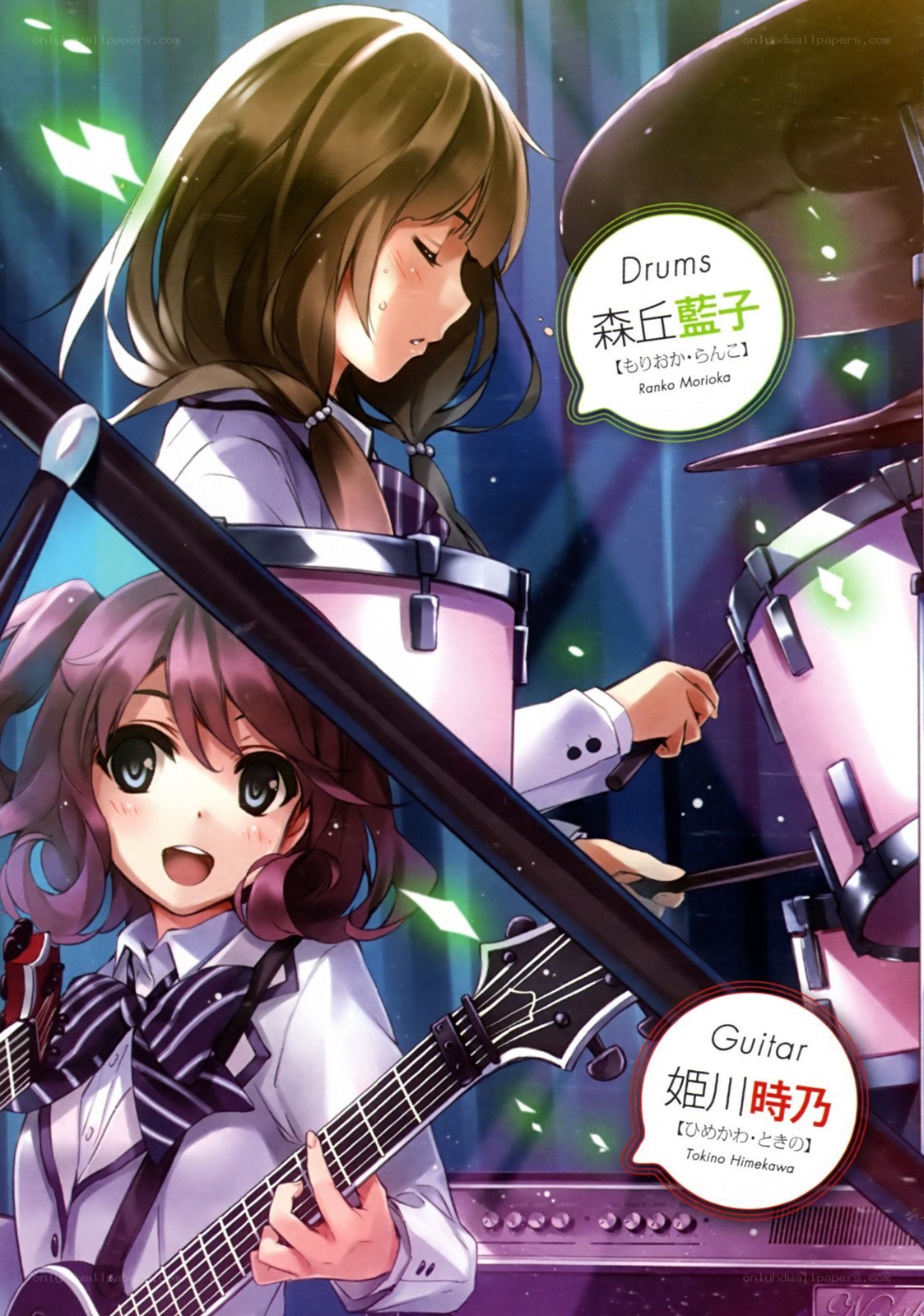 Anime band members performing