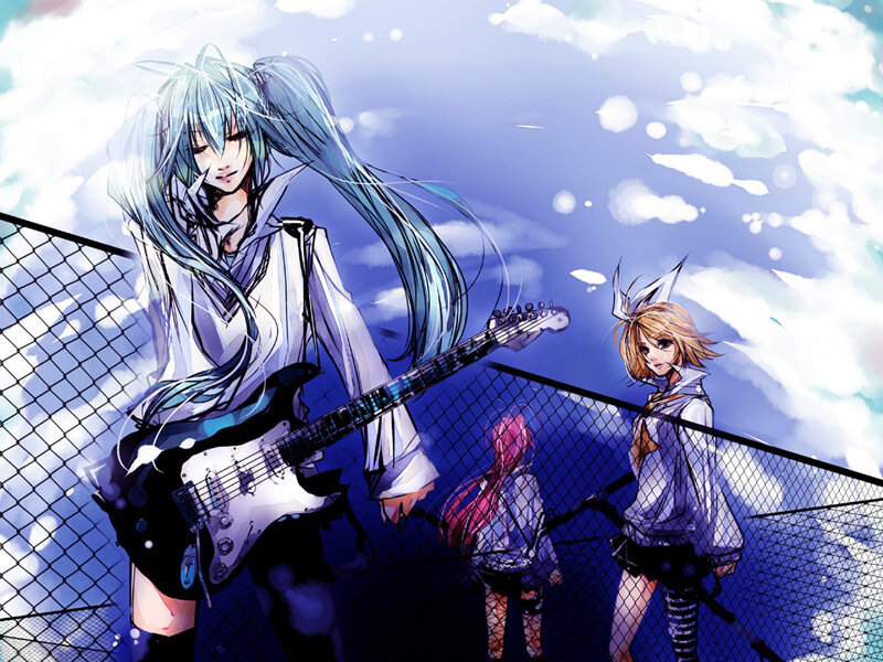 Anime band on a rooftop