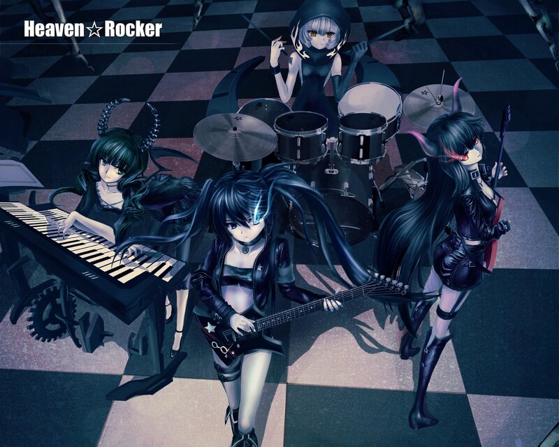 Anime Band Performing — Black, Dramatic, Digital Art, Keyboard, Guitar, Drums
