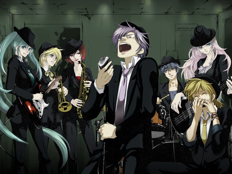 Anime Band Performing — Black, Dramatic, Music Instruments