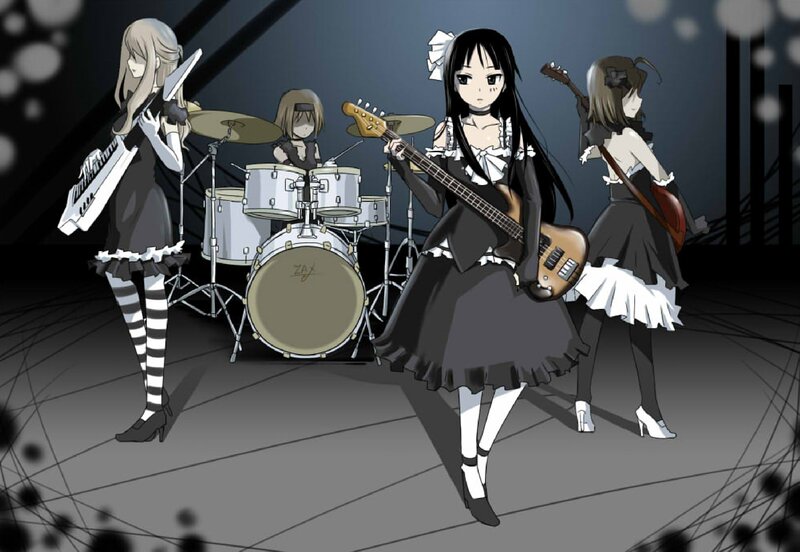 Anime Band Performing — Black, Dramatic, Night, Manga
