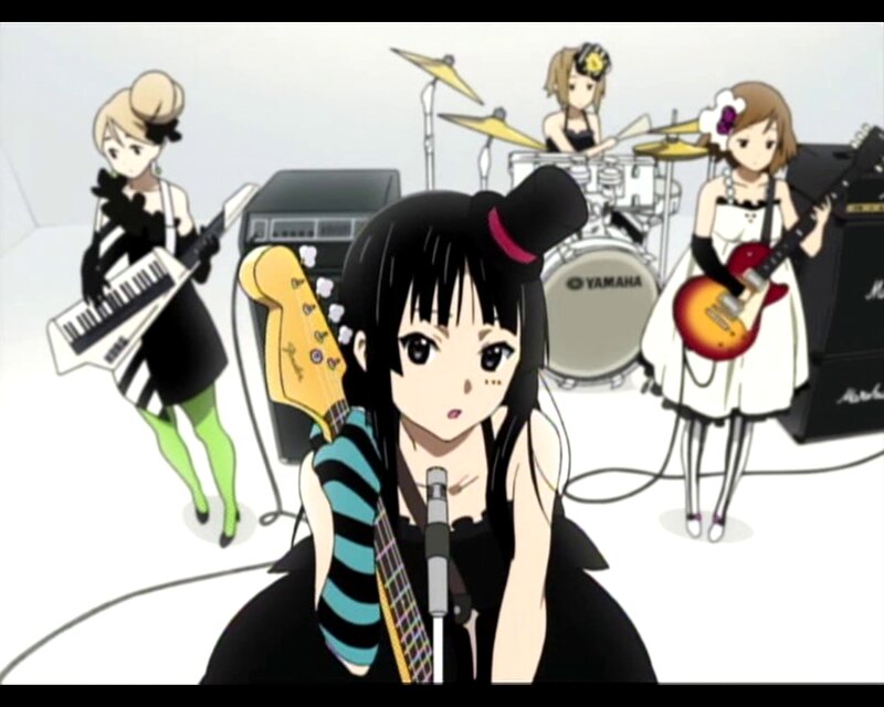 Anime Band Performing — Black, Energetic, Guitar, Drums, Keyboard