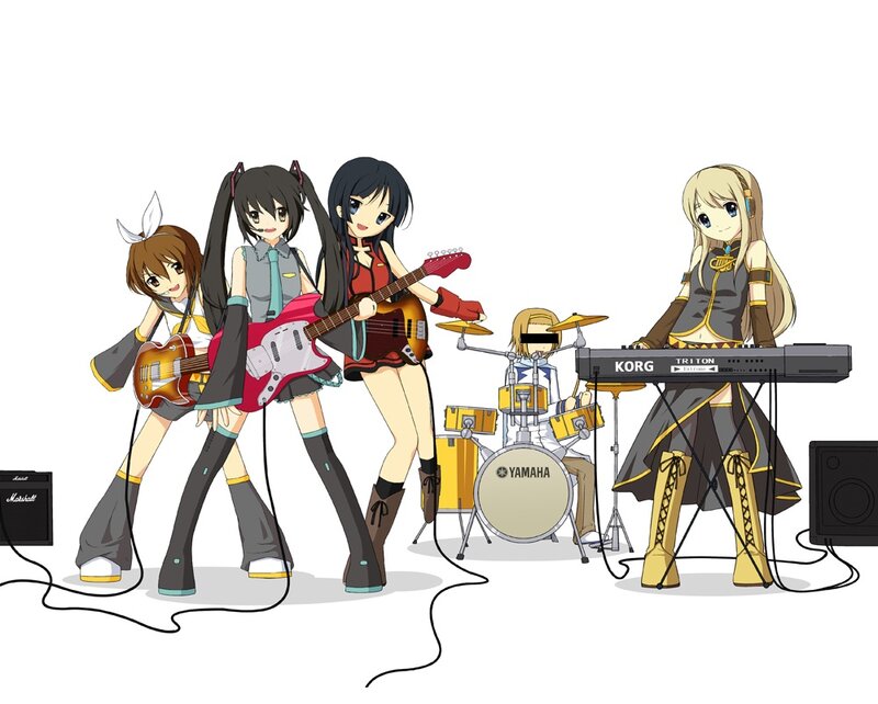 Anime Band Performing — Black, Energetic, Guitar