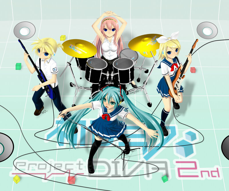 Anime Band Performing — Blue, Energetic, Digital Art