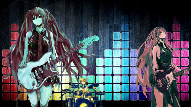 Anime Band Performing — Blue, Energetic, Night, Digital Art