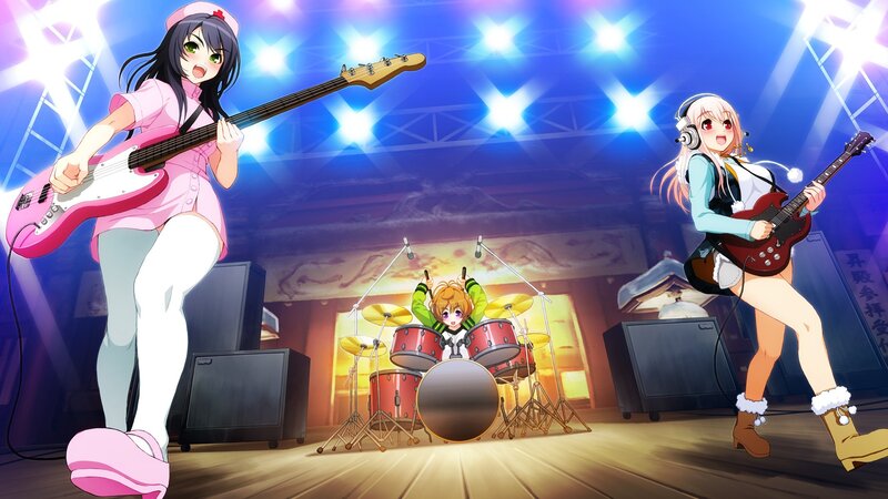 Anime Band Performing — Blue, Energetic, Night, Guitarists