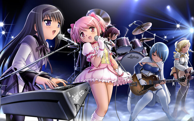 Anime Band Performing — Blue, Energetic, Night, Keyboard