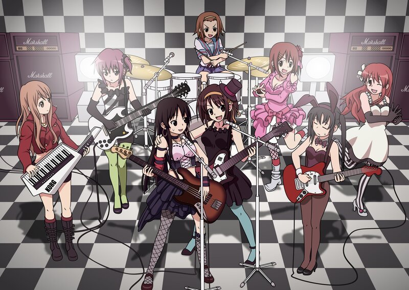 anime band performing in a studio