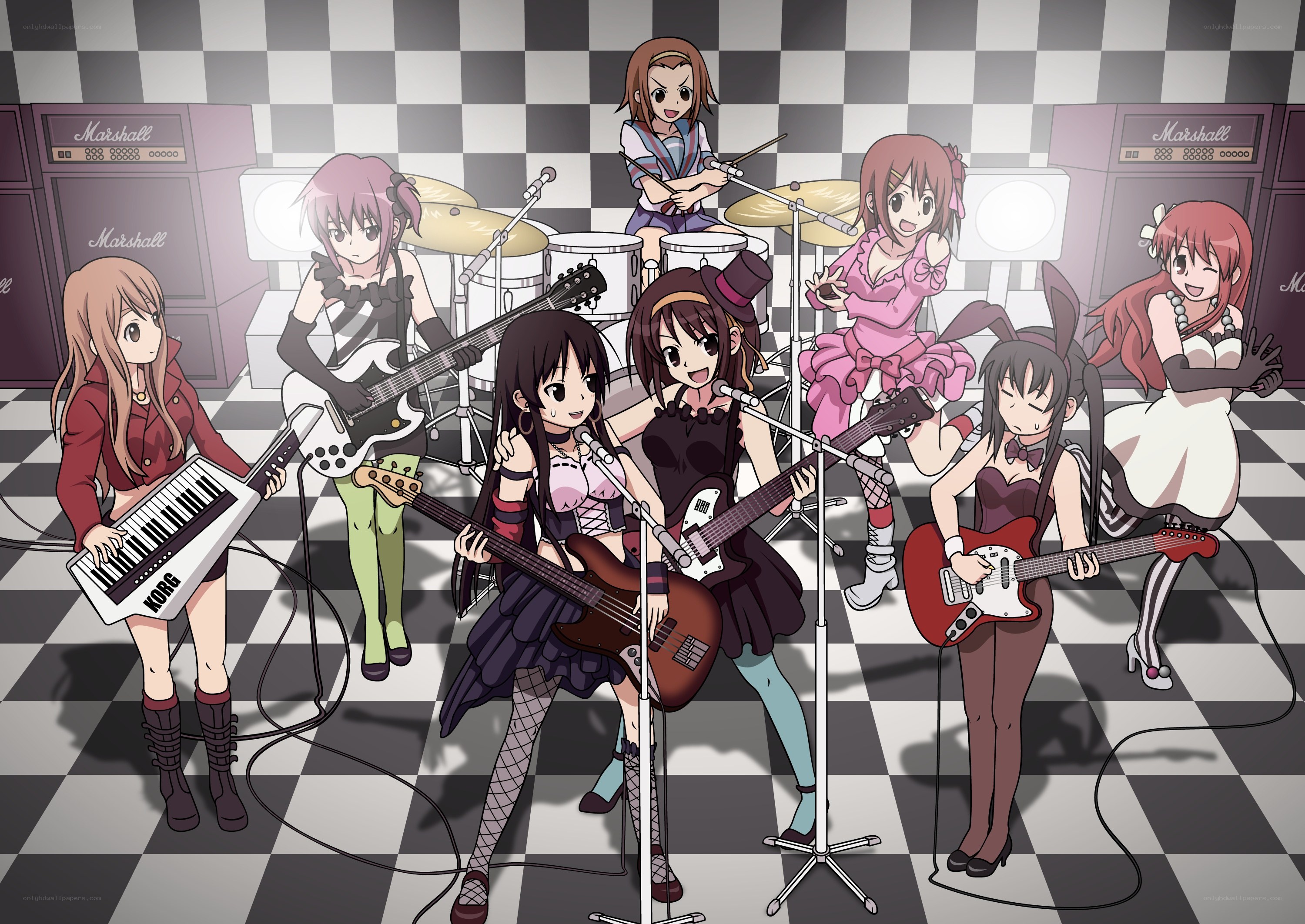 anime band performing in a studio