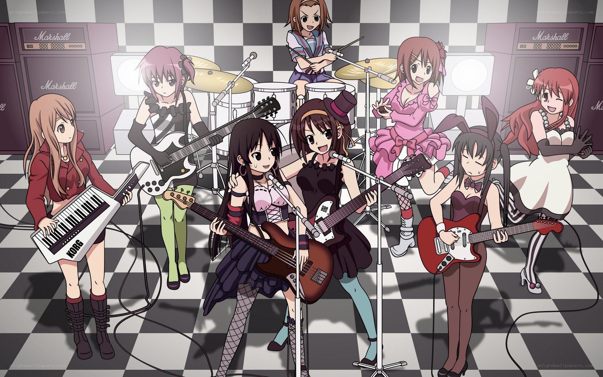 anime band performing in a studio