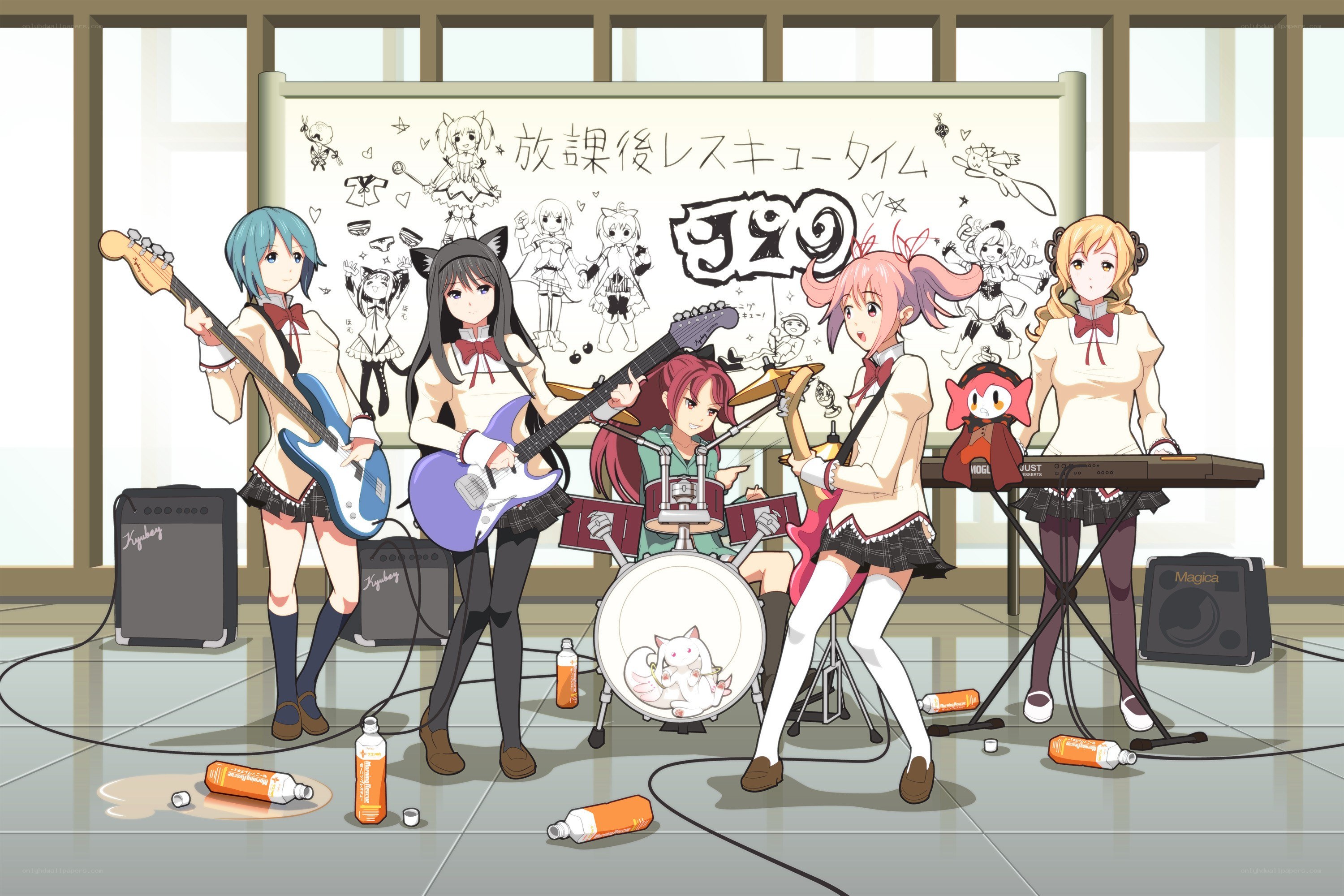 Anime band performing in classroom