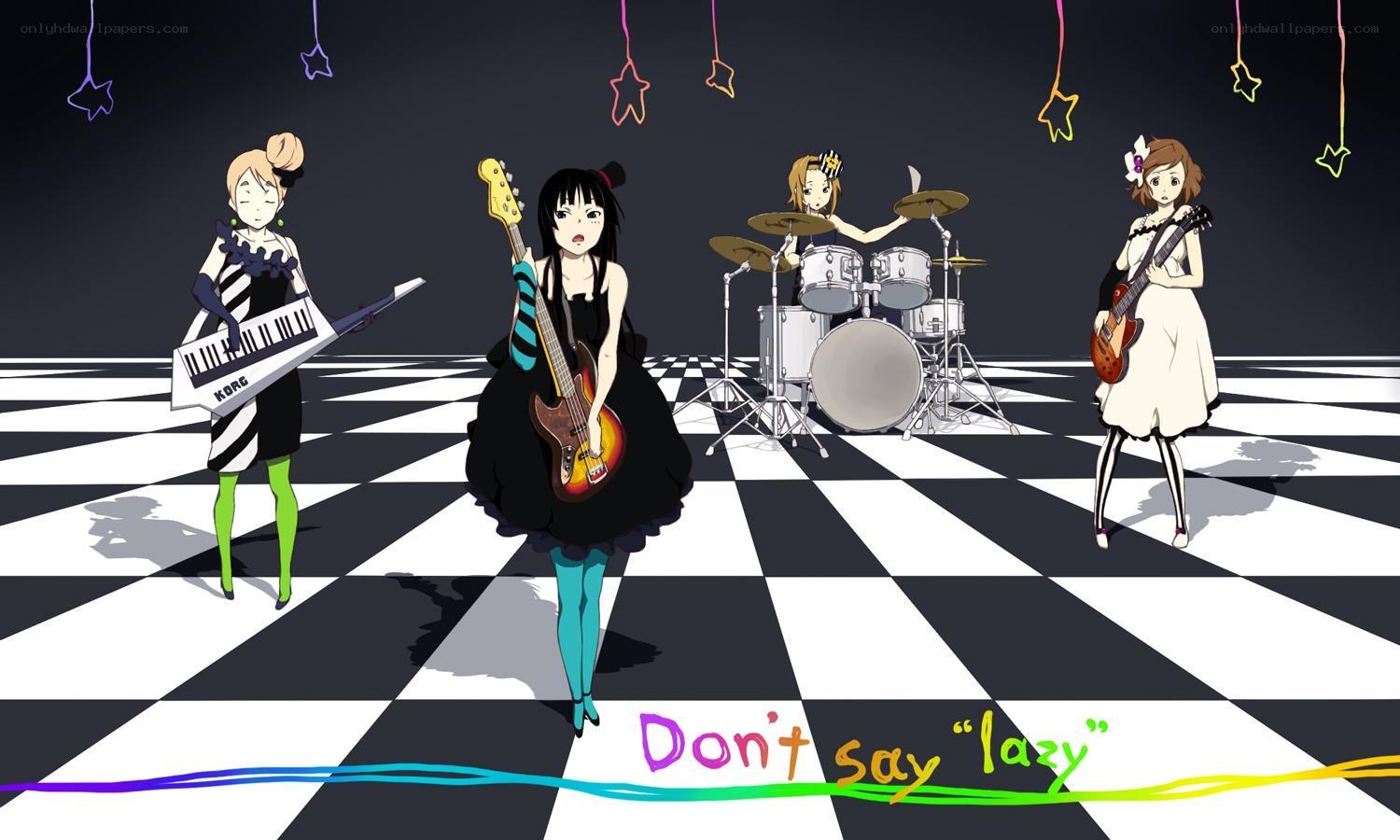 anime band performing on checkered floor