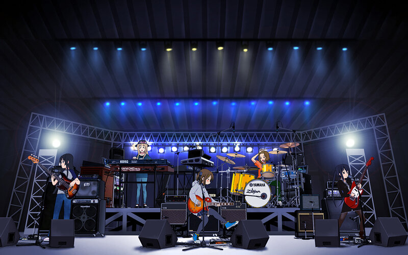 Anime Band Performing on Stage — Blue