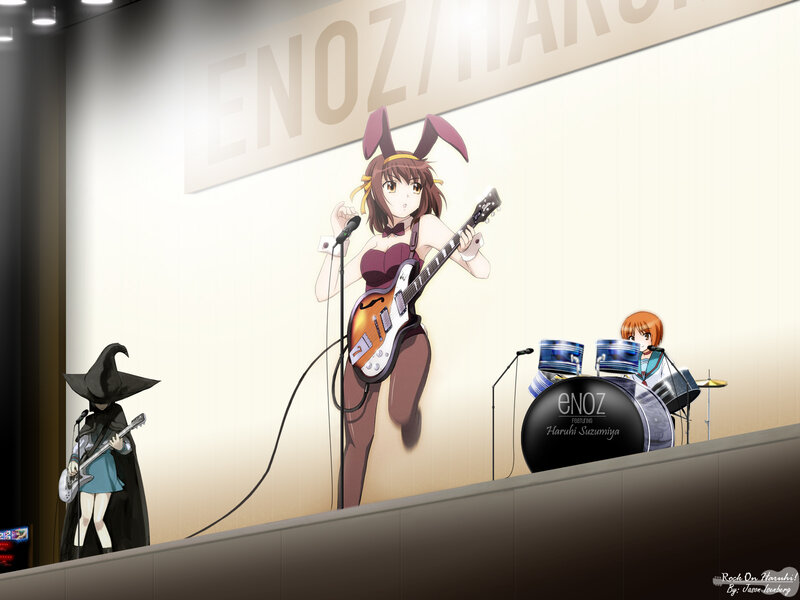 Anime Band Performing on Stage — Brown, Energetic