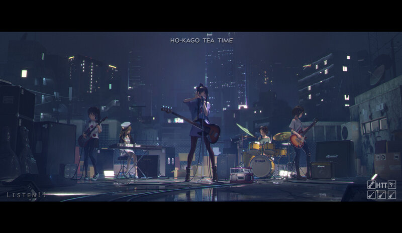 Anime Band Performing on Stage — Purple, Dramatic