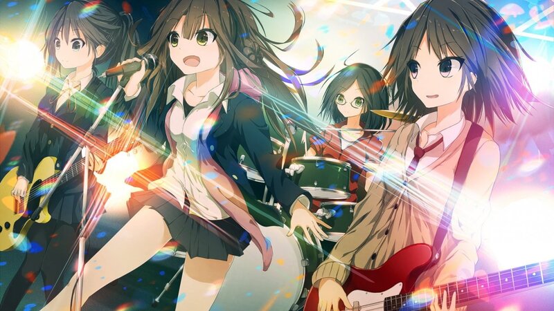 Anime Band Performing — Pink, Energetic, Night, Guitar