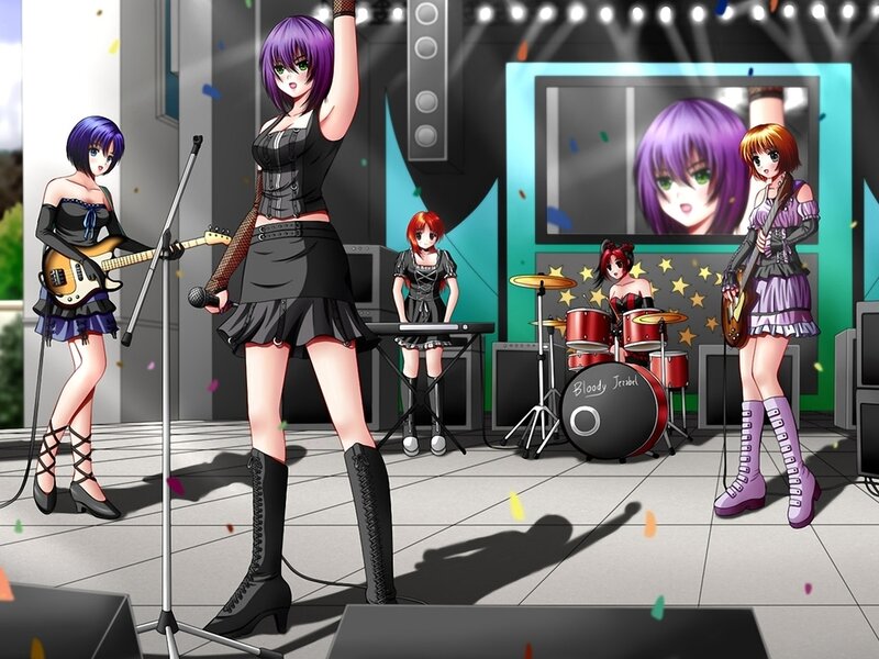 Anime Band Performing — Purple, Energetic, Digital Art