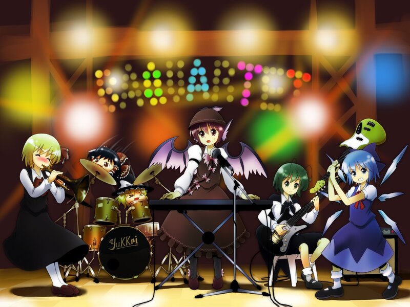 Anime Band Performing — Purple, Energetic, Drums, Guitar, Keyboard