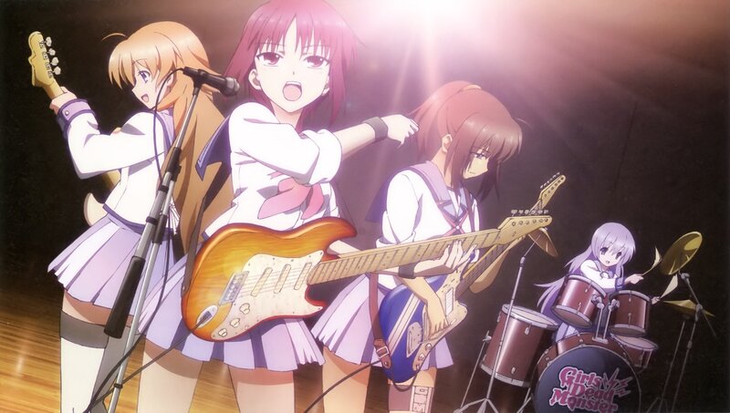 Anime Band Performing — Purple, Energetic, Guitar, Drums