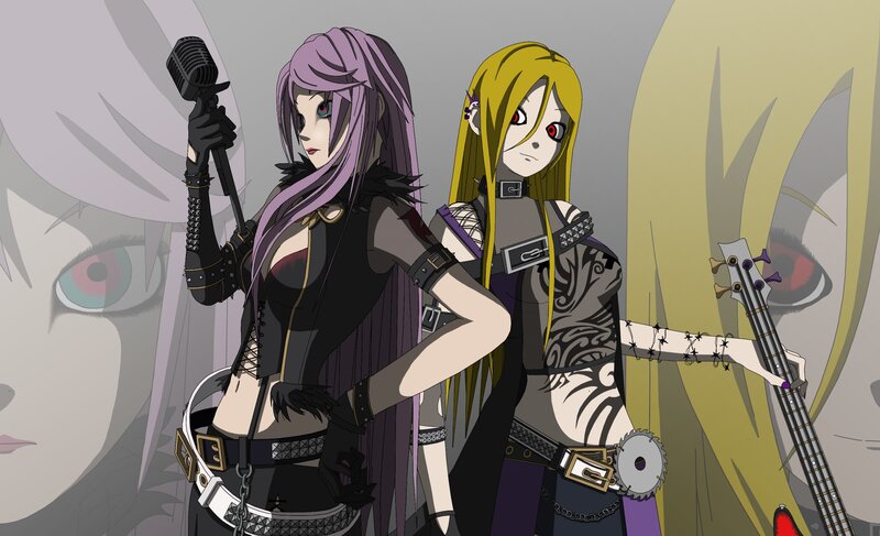 Anime band with microphones and bass