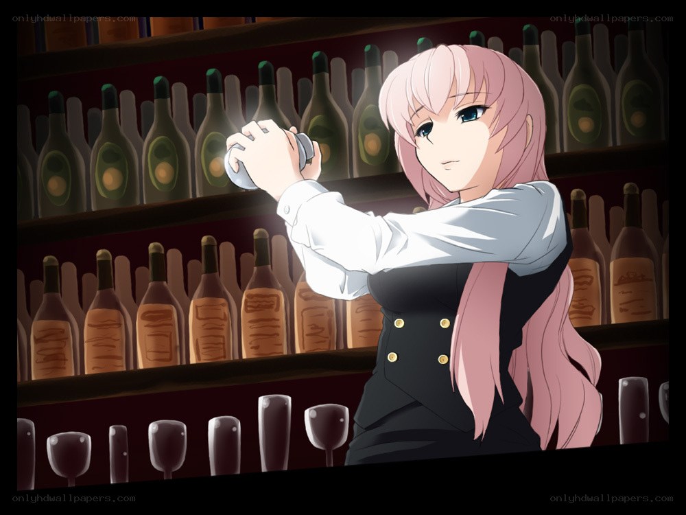 anime bartender shaking cocktail