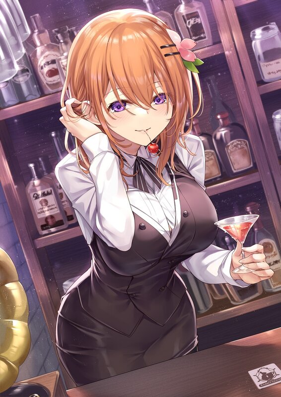 Anime Bartender Woman — Brown