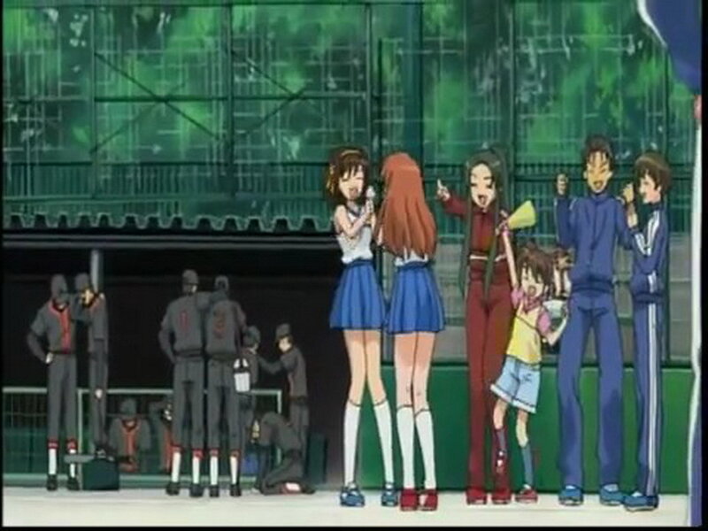 Anime baseball fans cheering