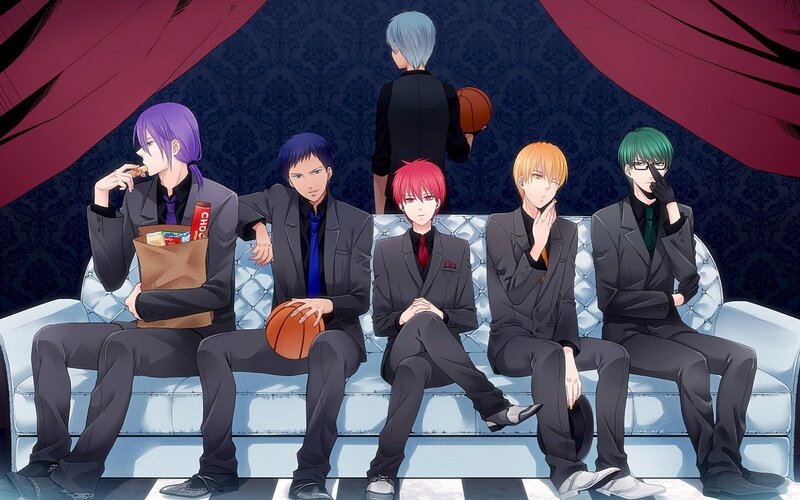 anime basketball team on couch
