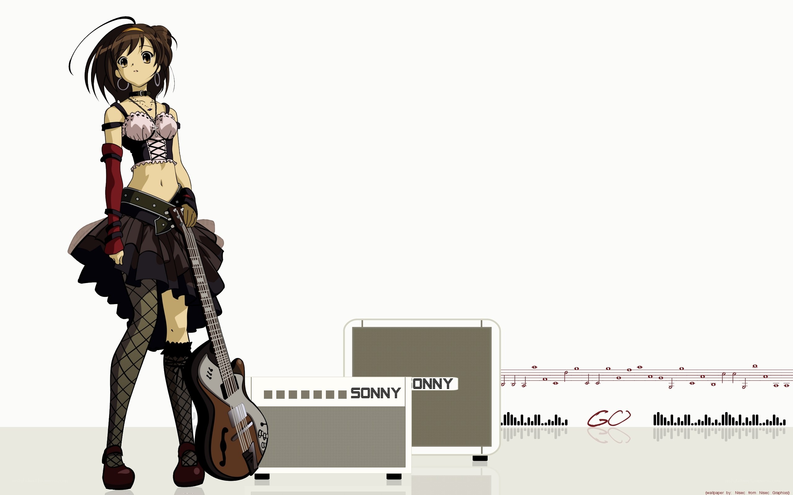 anime bassist with amplifier