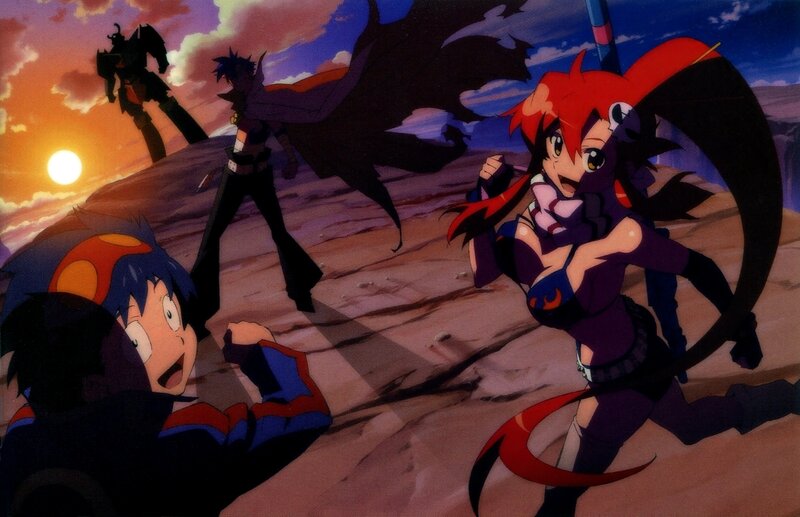 Anime battle at sunset
