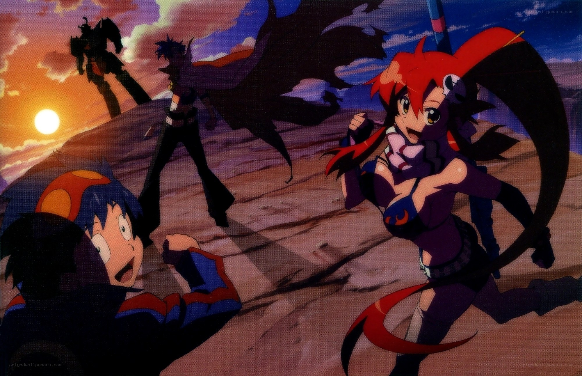 Anime battle at sunset