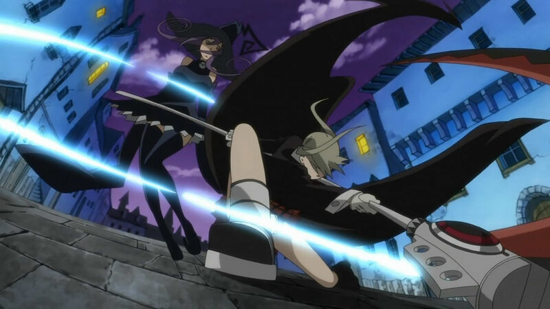 anime battle on rooftop