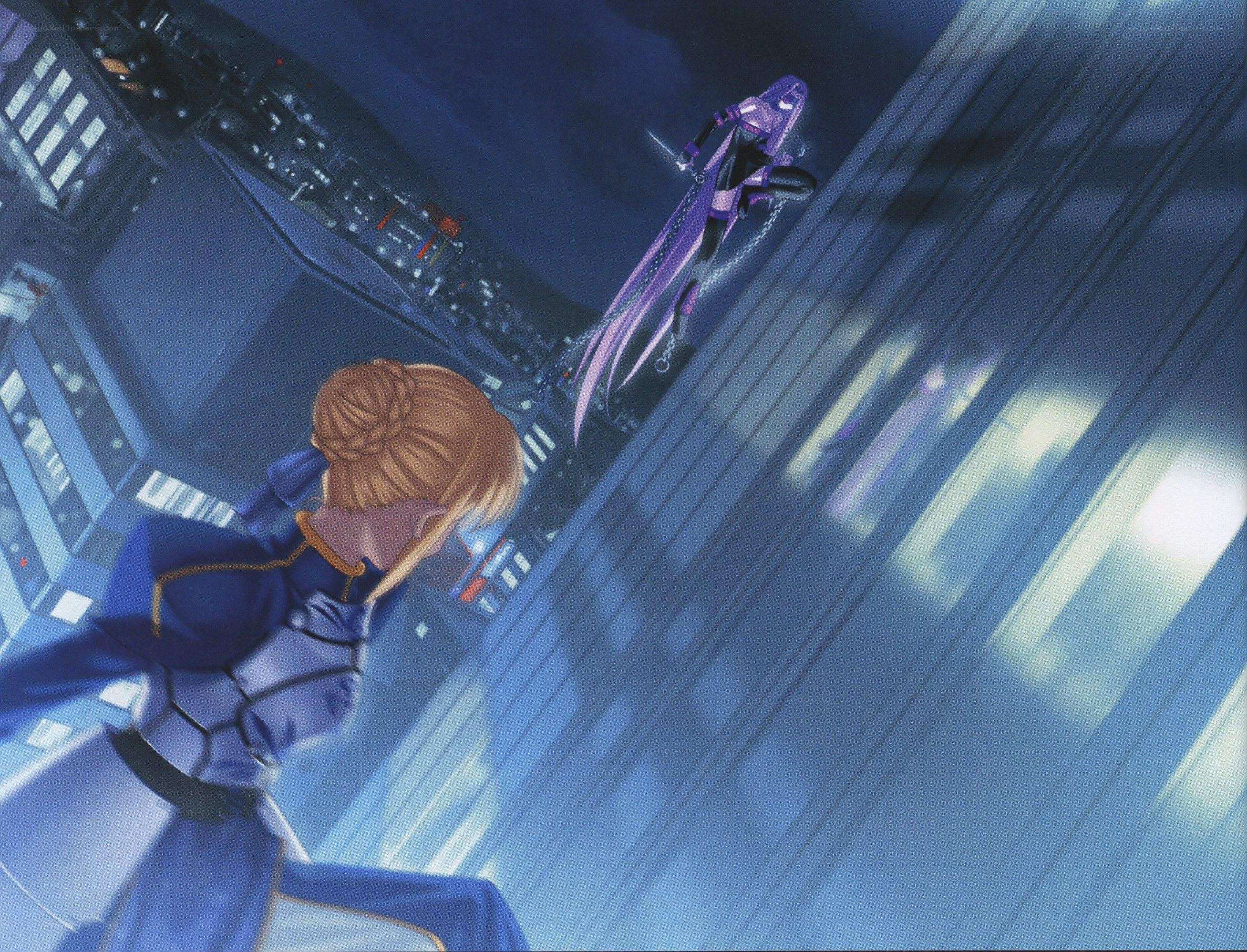 anime battle on skyscraper