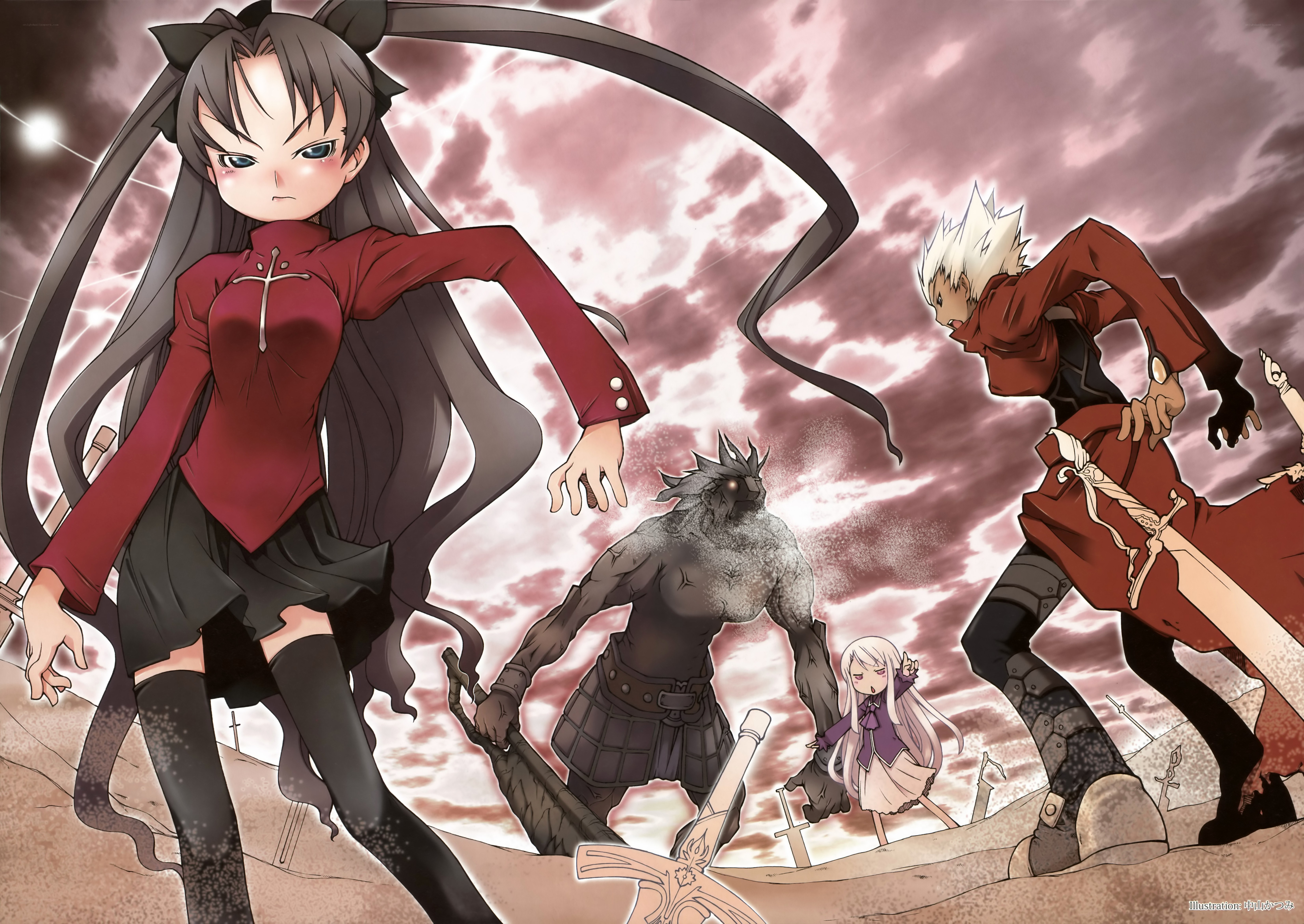 Anime battle scene with characters