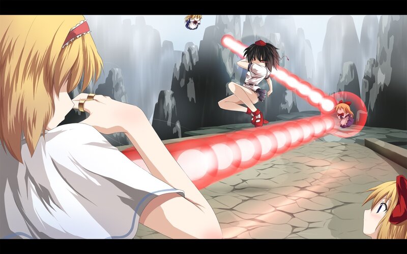 Anime battle scene with energy beam