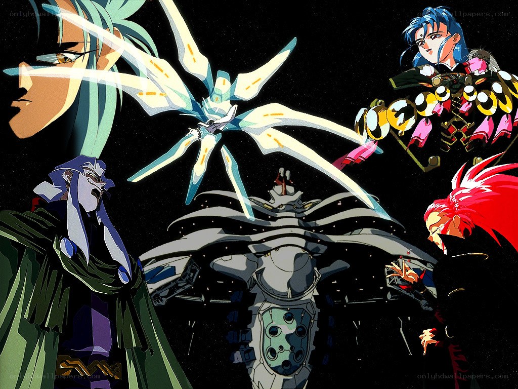 Anime battle scene with mechs