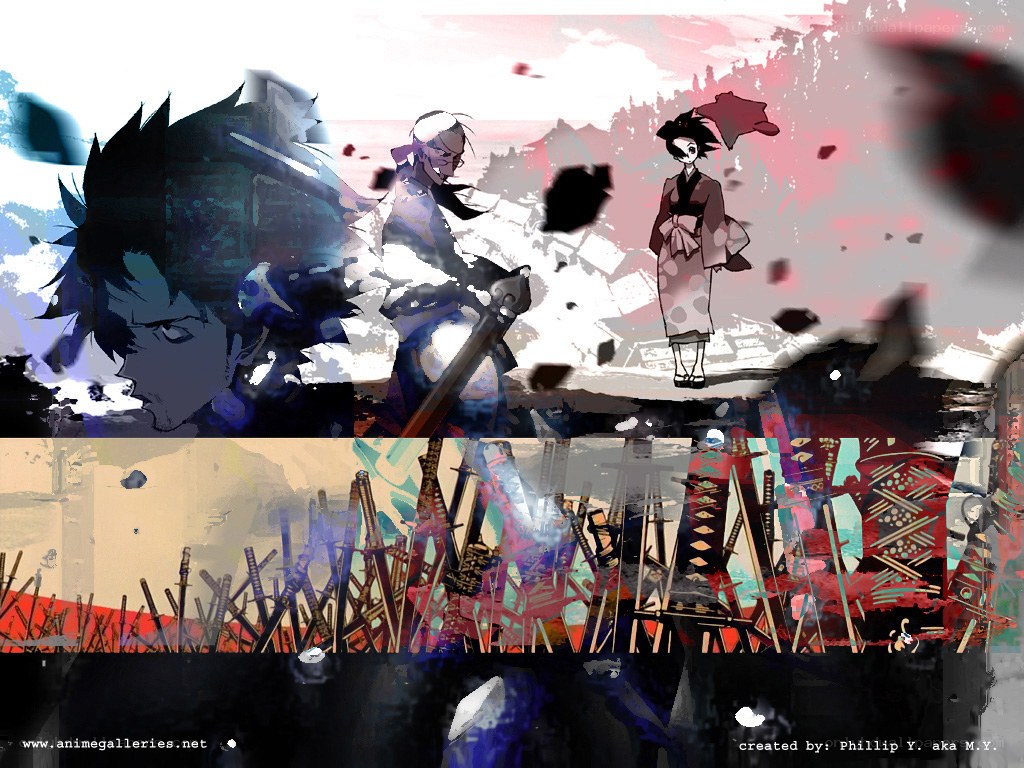 Anime battle scene with swords
