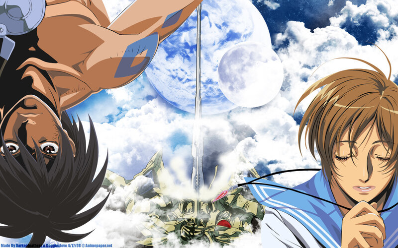 Anime battle scene with swords