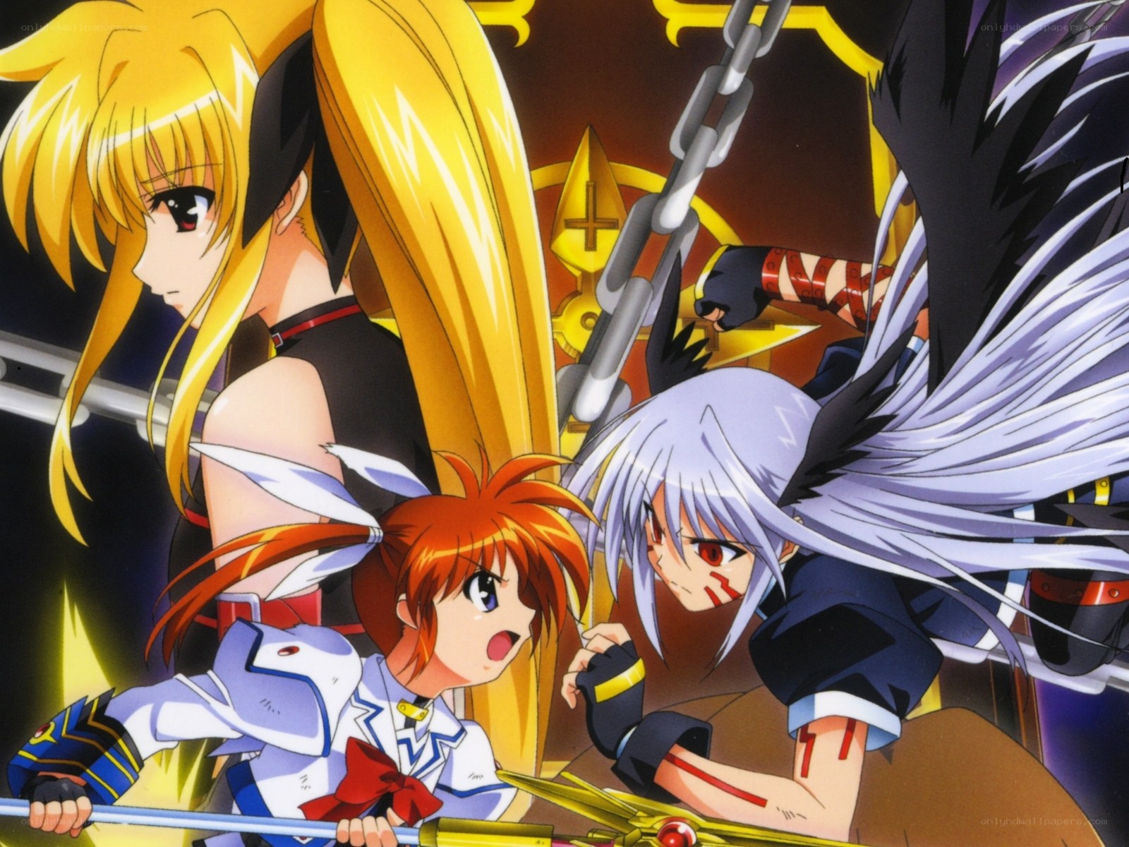 Anime battle scene with three characters