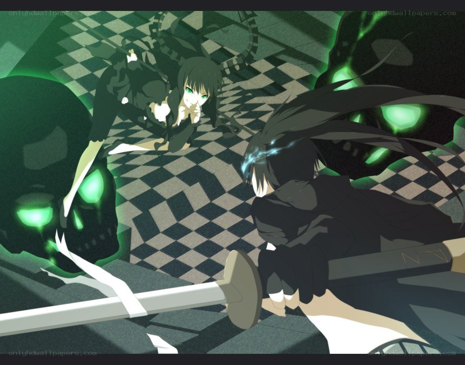 Anime battle with glowing skulls