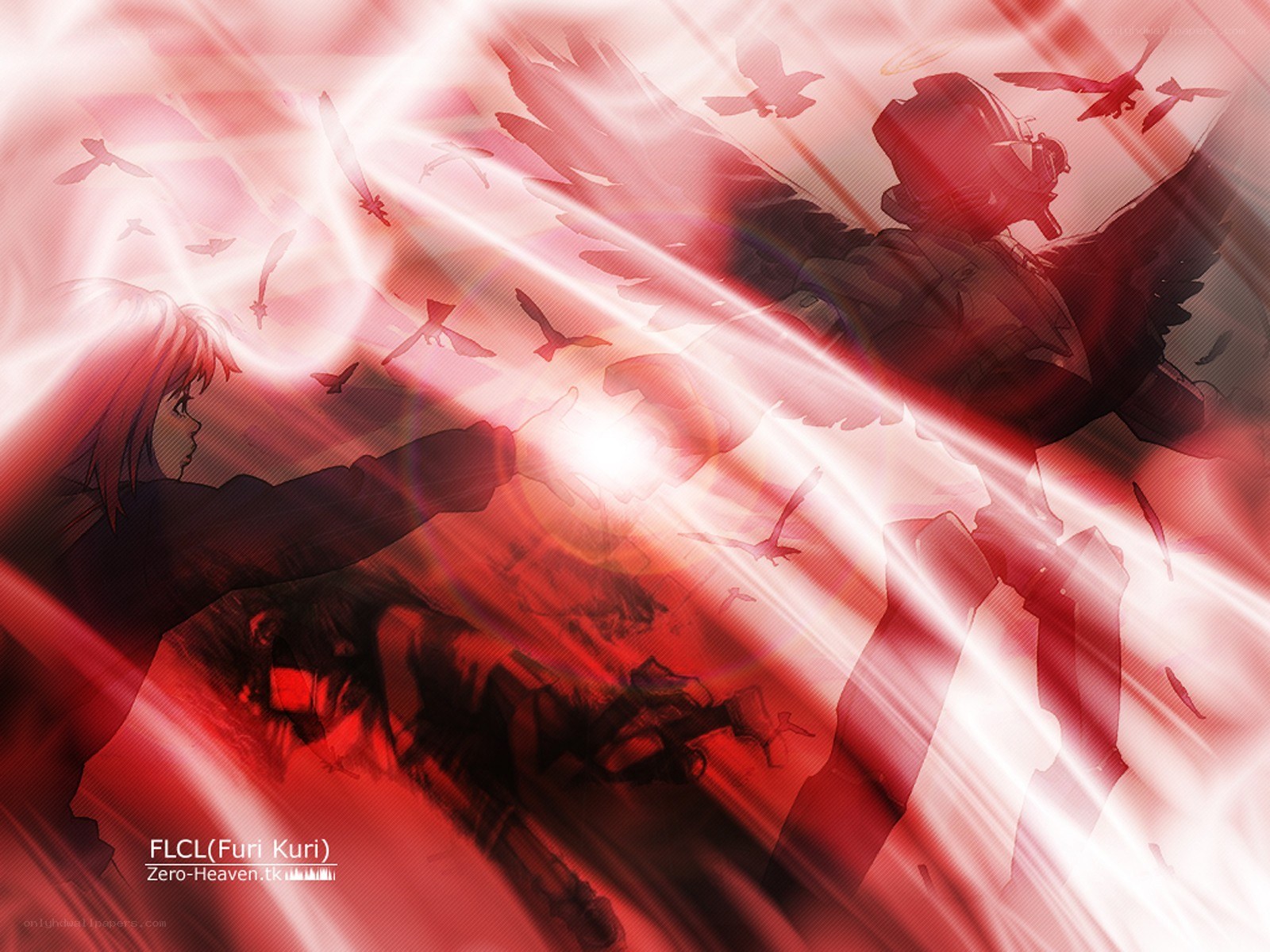 Anime battle with red energy