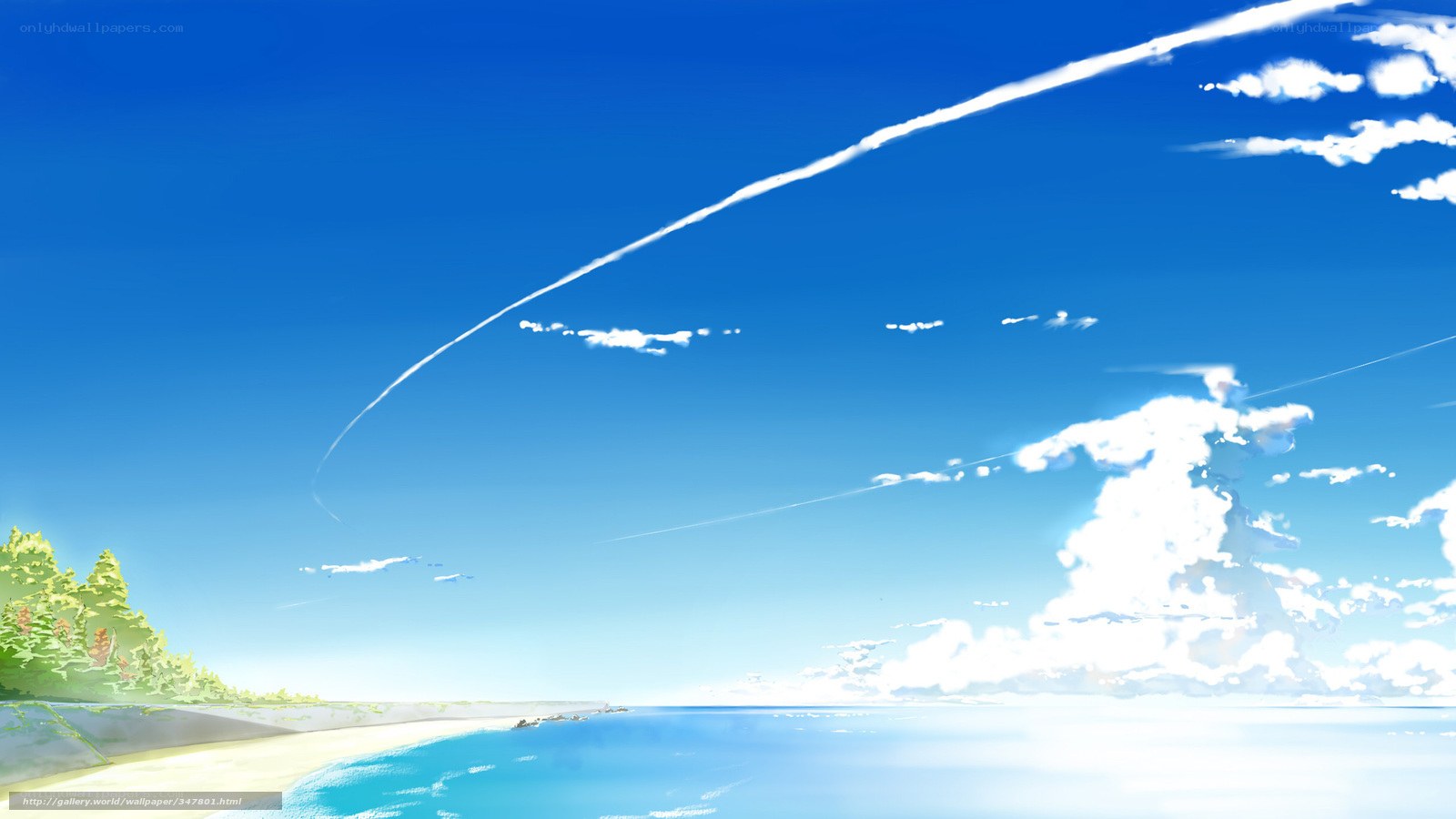 Anime beach sky scene