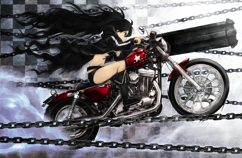 anime biker girl on motorcycle