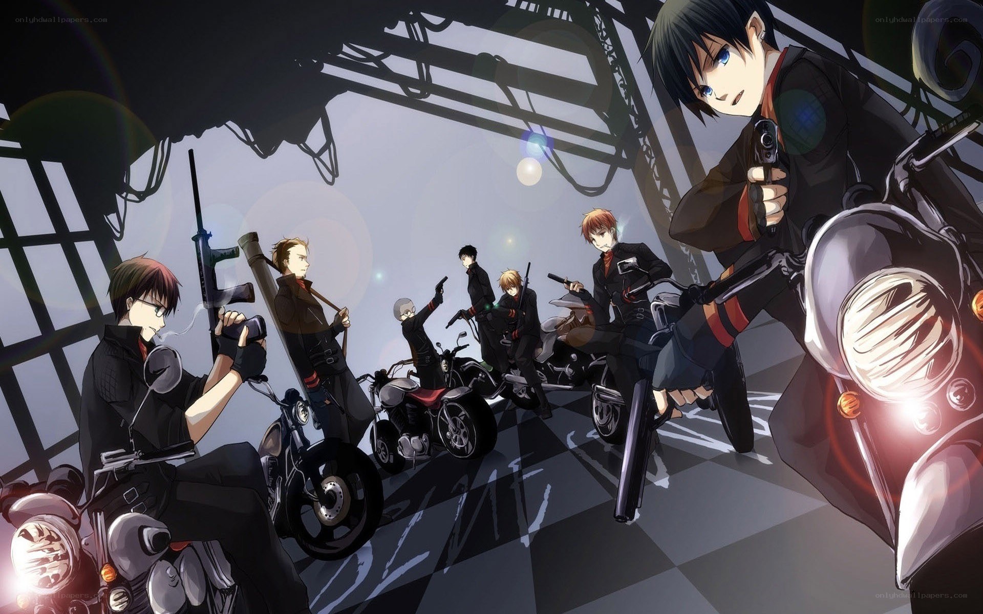 Anime bikers with guns