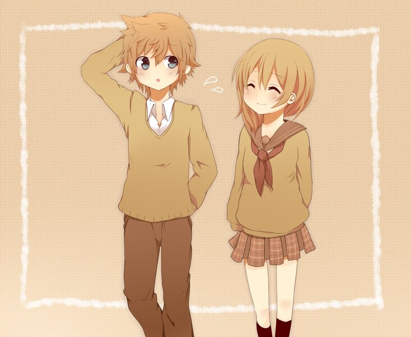 Anime Boy and Girl — Brown