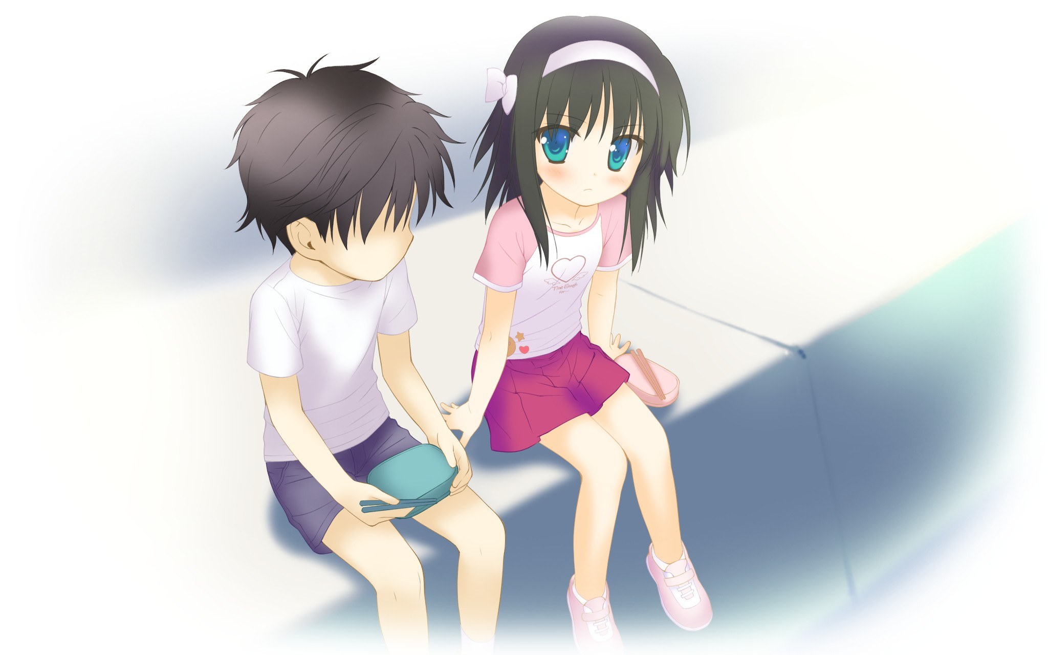 anime boy and girl sitting